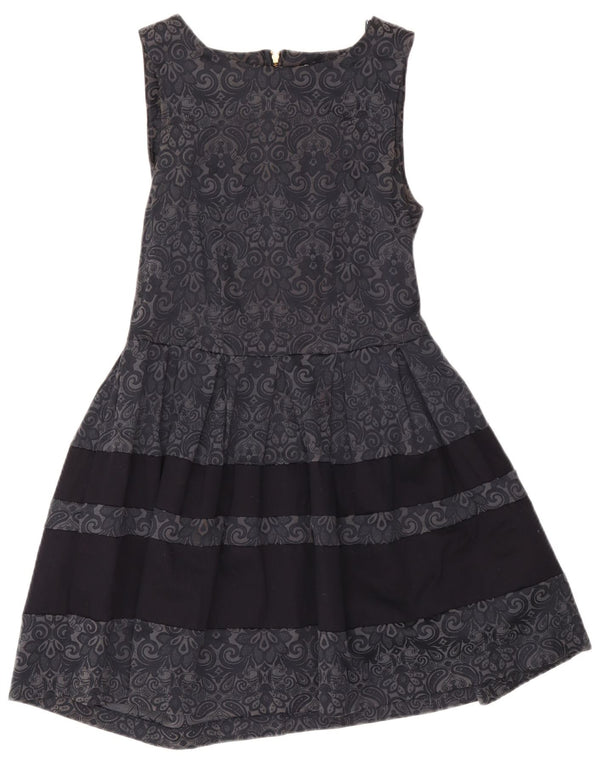 CLOSET Vestido acampanado sin mangas para mujer UK 42 Algodón floral gris medio