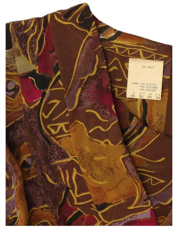 Vintage mujer patrón abstracto 3/4 manga vestido vestido Reino Unido 24 4XL marrón