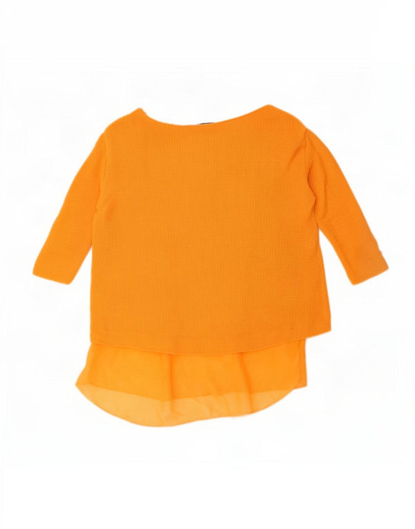 Zara Mujer Top Manga 3/4 UK 10 Small Naranja