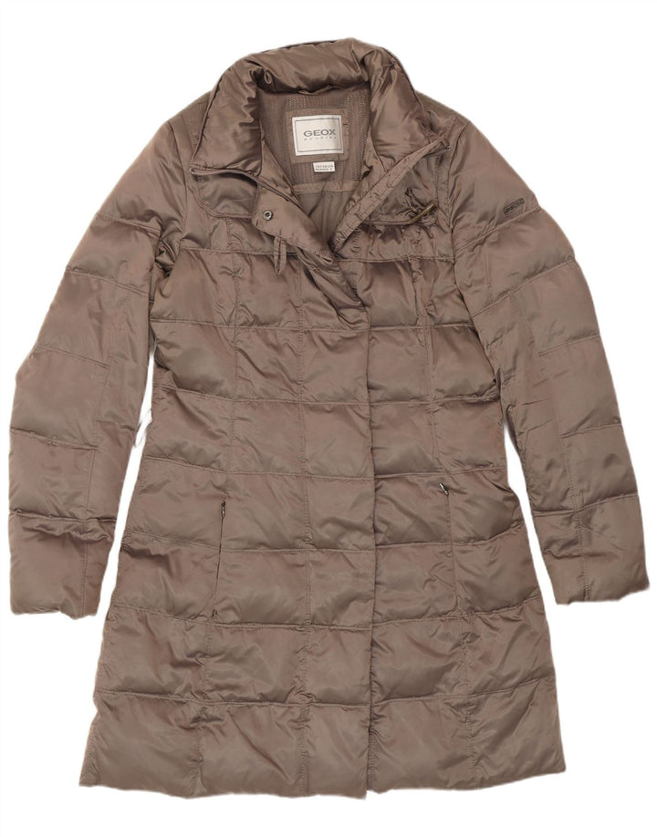 Geox Mujer Respira Abrigo Acolchado UK 10 Small Marrón Poliéster