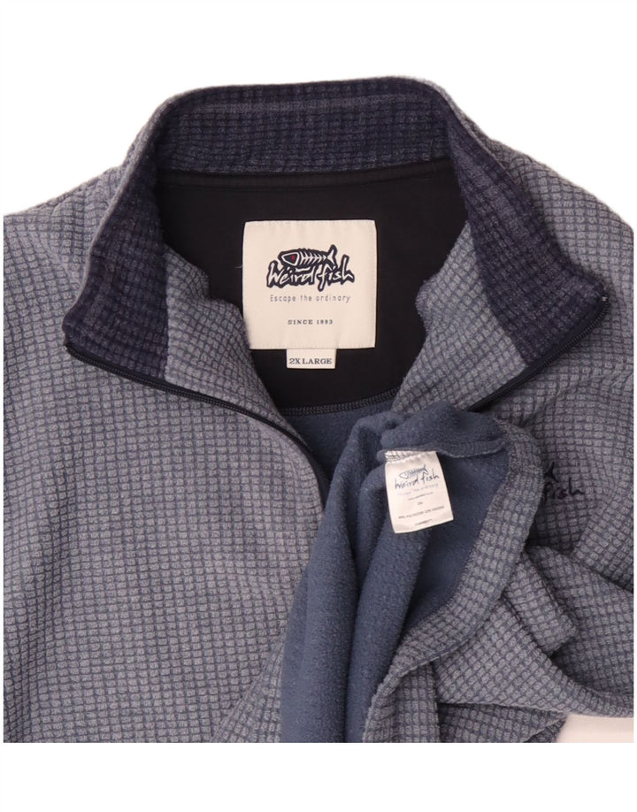 Weird Fish Jersey de Forro Polar con Cuello y Cremallera para Hombre 2XL Poliéster a Cuadros Azul