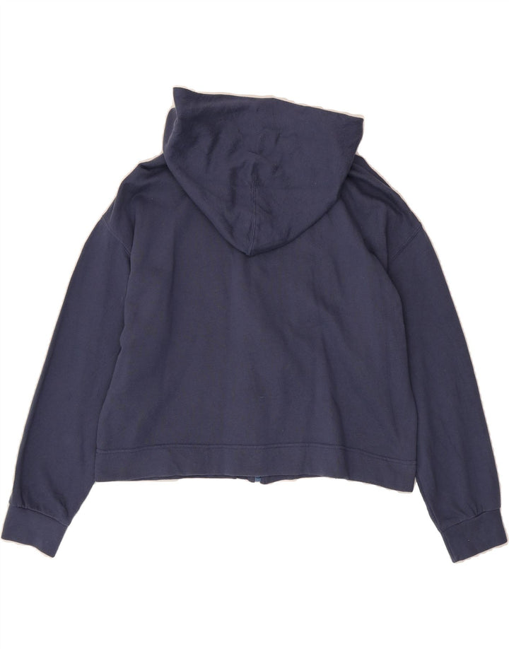 LEVI'S Womens Oversized Crop Zip Hoodie Sweater UK 14 Medium Navy Blue Vintage Levi's and Second-Hand Levi's from Messina Hembry 