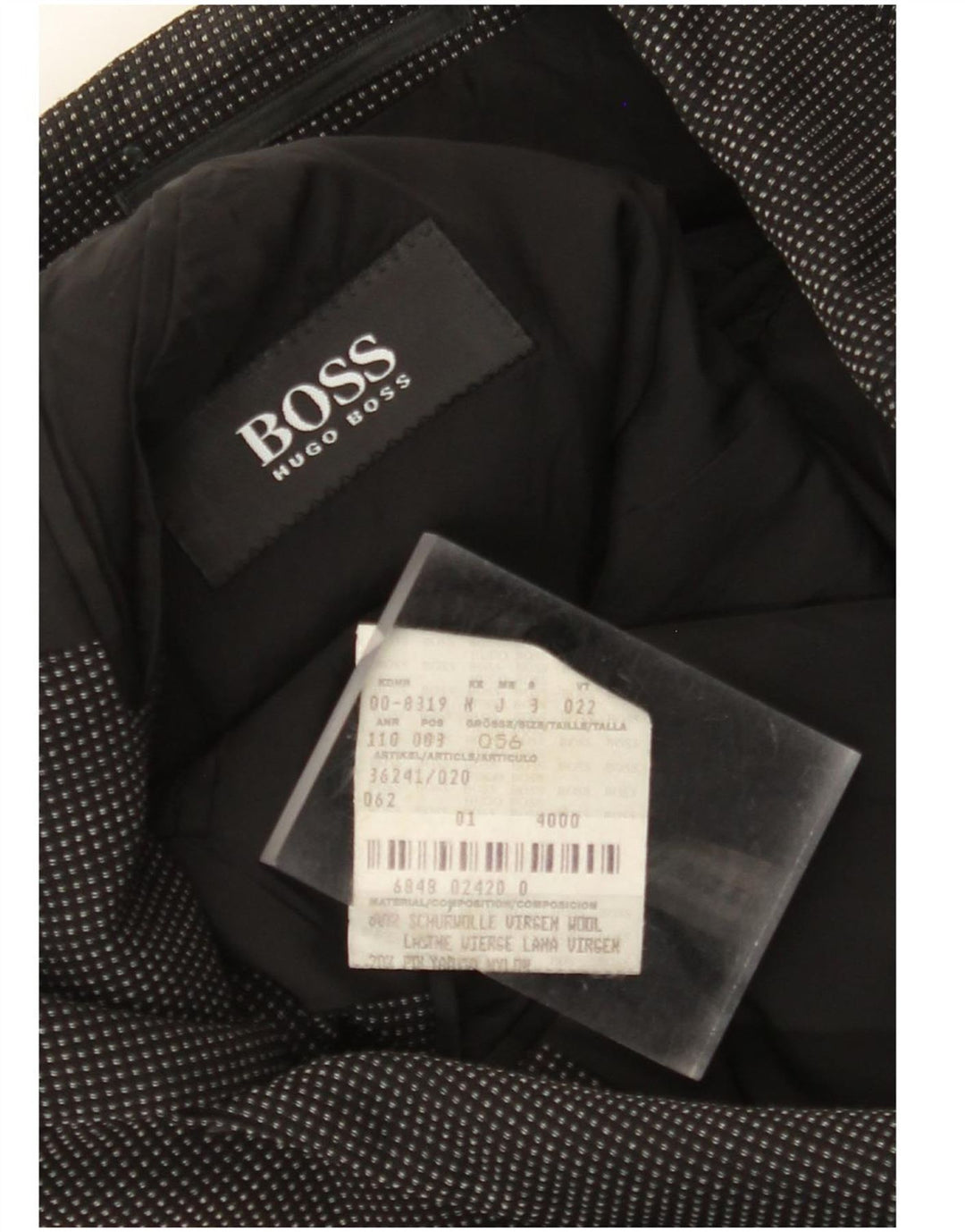 HUGO BOSS Chaqueta tipo blazer de 3 botones para hombre EU 56 3XL Lana manchada negra