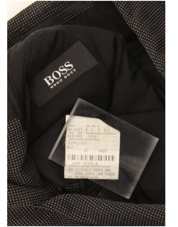 HUGO BOSS Chaqueta tipo blazer de 3 botones para hombre EU 56 3XL Lana manchada negra