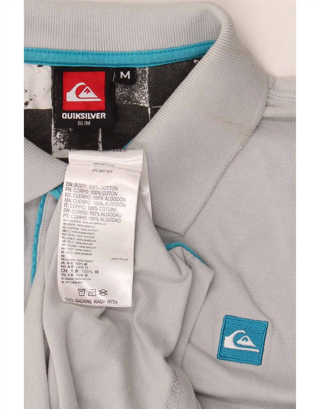Quiksilver Polo Slim Fit de algodón gris medio para hombre