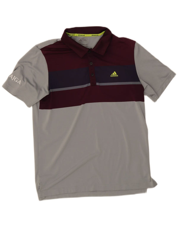Adidas Mens Climacool Polo Polo Pequeño Gris Colorblock Poliéster