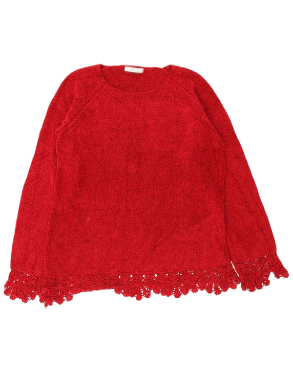 Marks & Spencer Jersey de cuello redondo para mujer UK 44 Viscosa roja mediana
