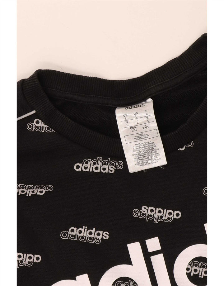 Adidas Hombre Sudadera Gráfica Jumper Grande Algodón Negro