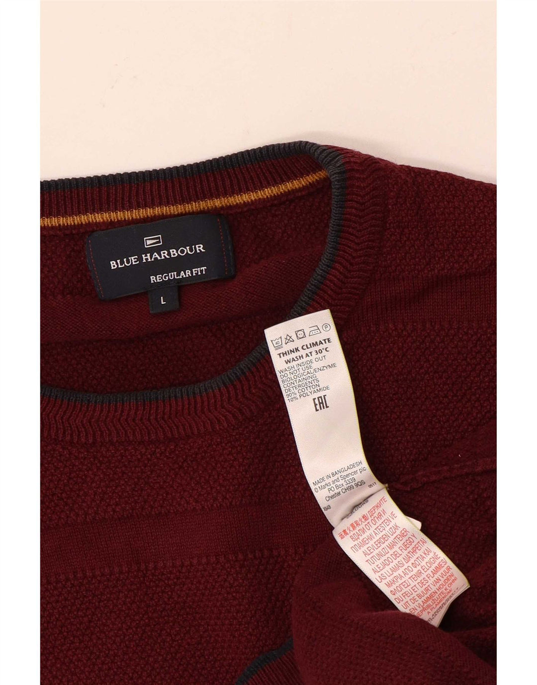 Marks & Spencer - Jersey de cuello redondo para hombre, color azul, color granate