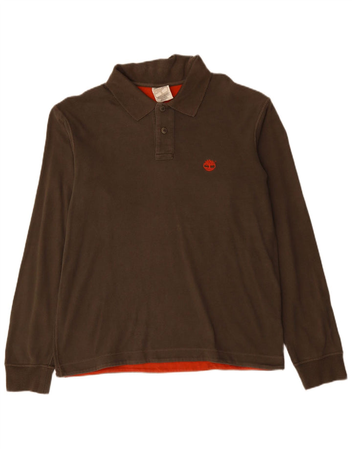 TIMBERLAND Polo de manga larga de ajuste regular para hombre de algodón caqui medio