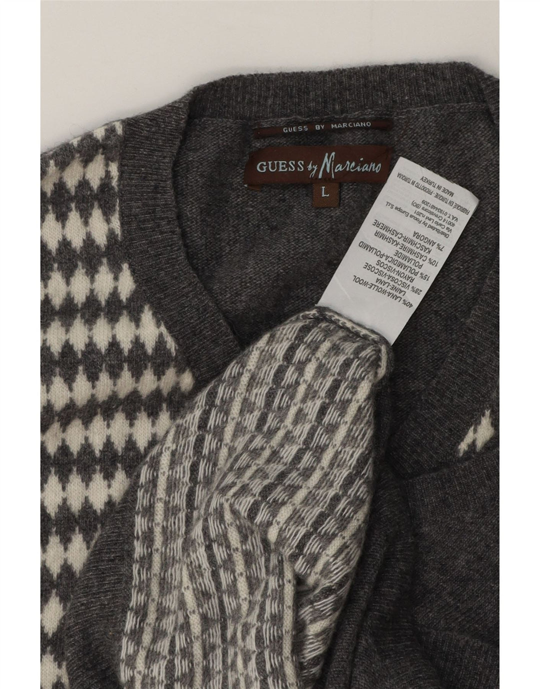 Guess By Marciano - Camiseta sin mangas para hombre, talla grande, lana geométrica gris