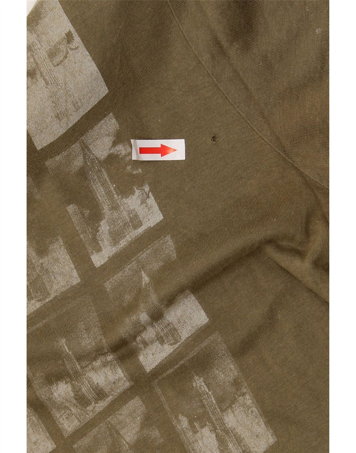CALVIN KLEIN JEANS Camiseta gráfica para hombre Top Medium Khaki Cotton