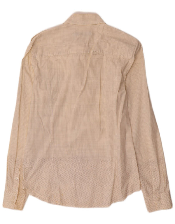 Calvin Klein Jeans Mens Shirt Medium Off White Check Cotton