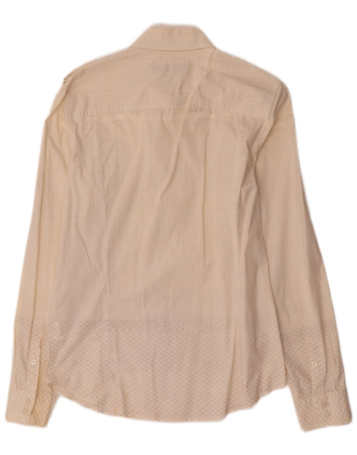 Camisa Calvin Klein Jeans Hombre Algodón Mediano A Cuadros Blanco Roto