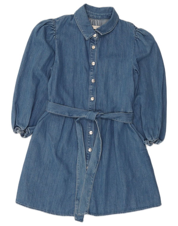 Zara Mujer Vestido Camisero Denim UK 10 Small Azul Algodón