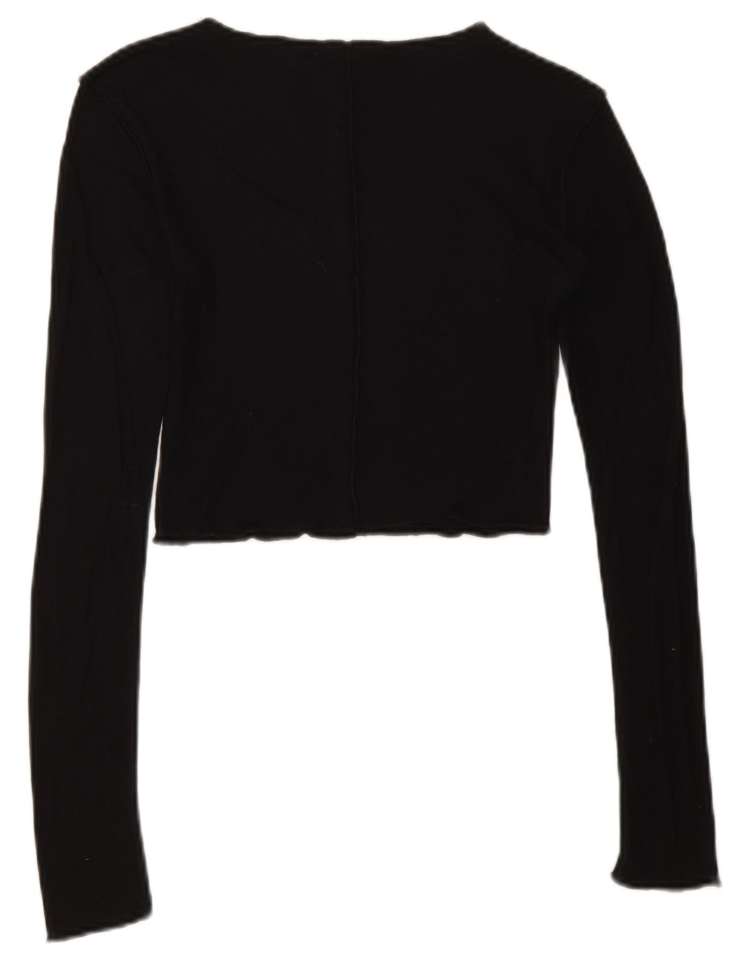 Zara Mujer Crop Top Manga Larga UK 8 Small Negro