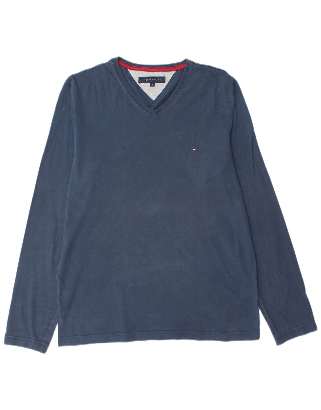 TOMMY HILFIGER Camiseta de hombre de manga larga de algodón azul marino medio