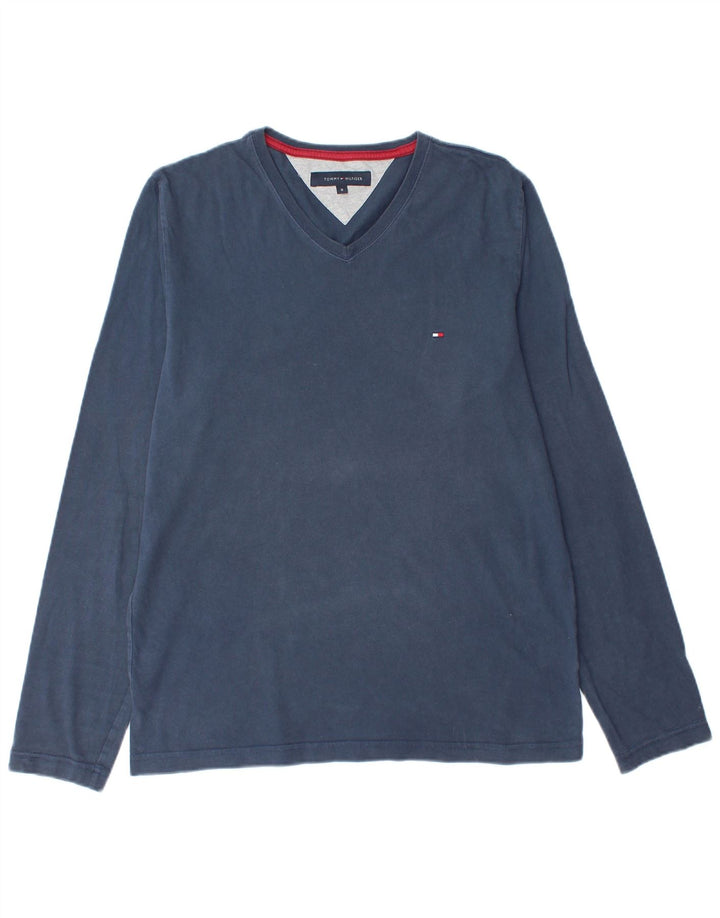 TOMMY HILFIGER Camiseta de hombre de manga larga de algodón azul marino medio