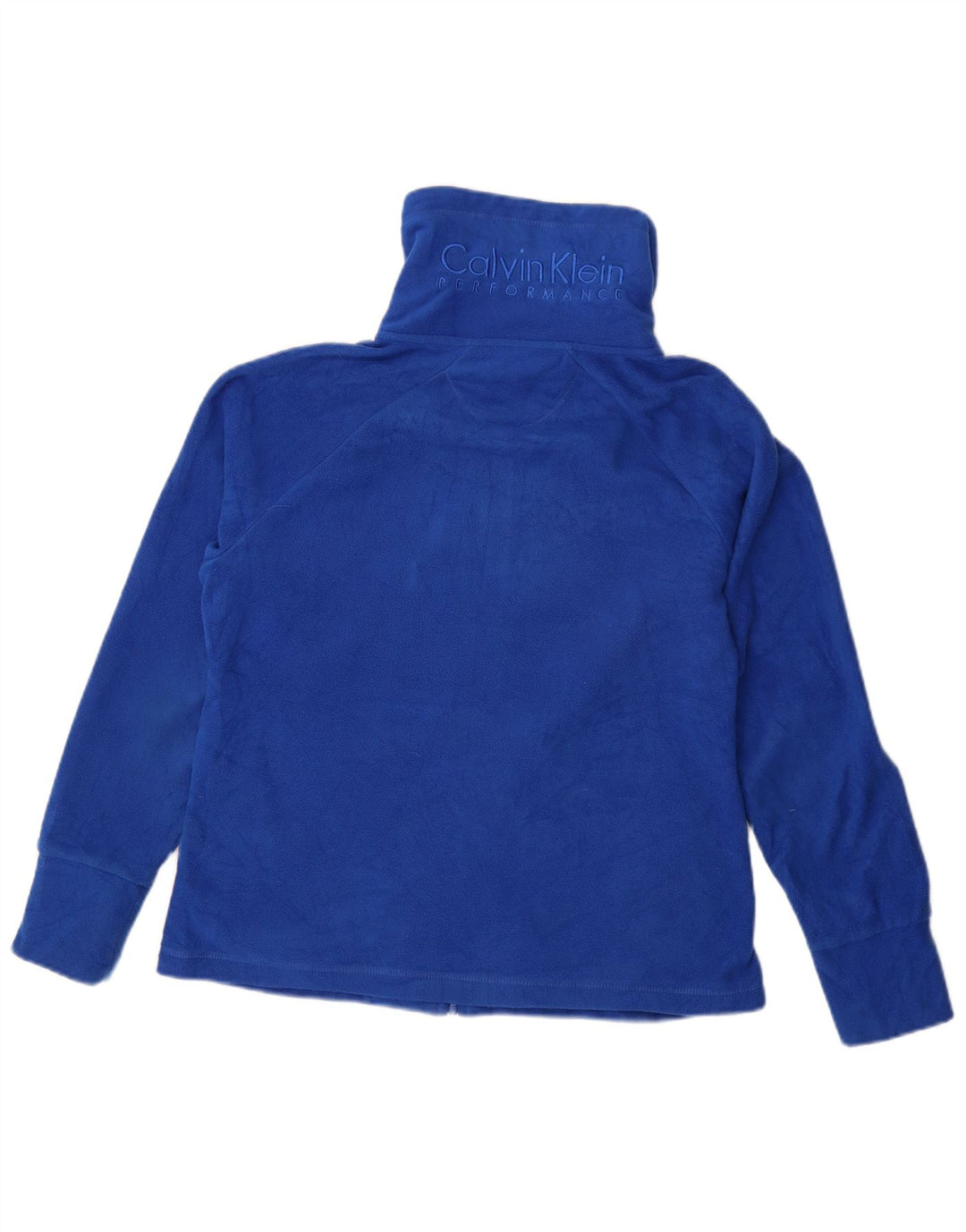 CALVIN KLEIN Chaqueta polar gráfica para mujer UK 44 Poliéster azul medio