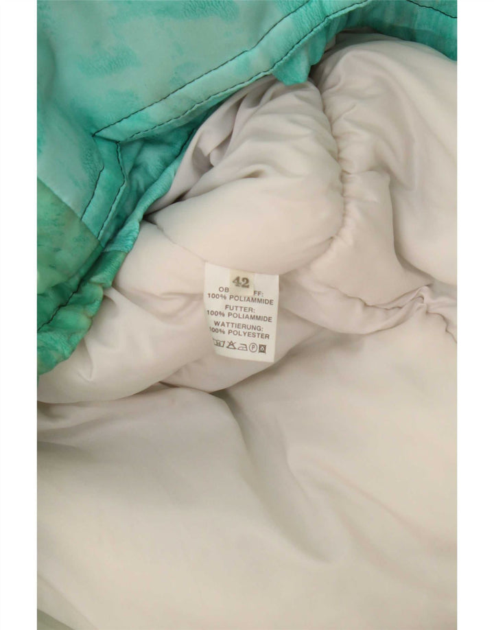 Chaqueta acolchada vintage de gran tamaño para mujer IT 42 Poliamida tie-dye verde medio