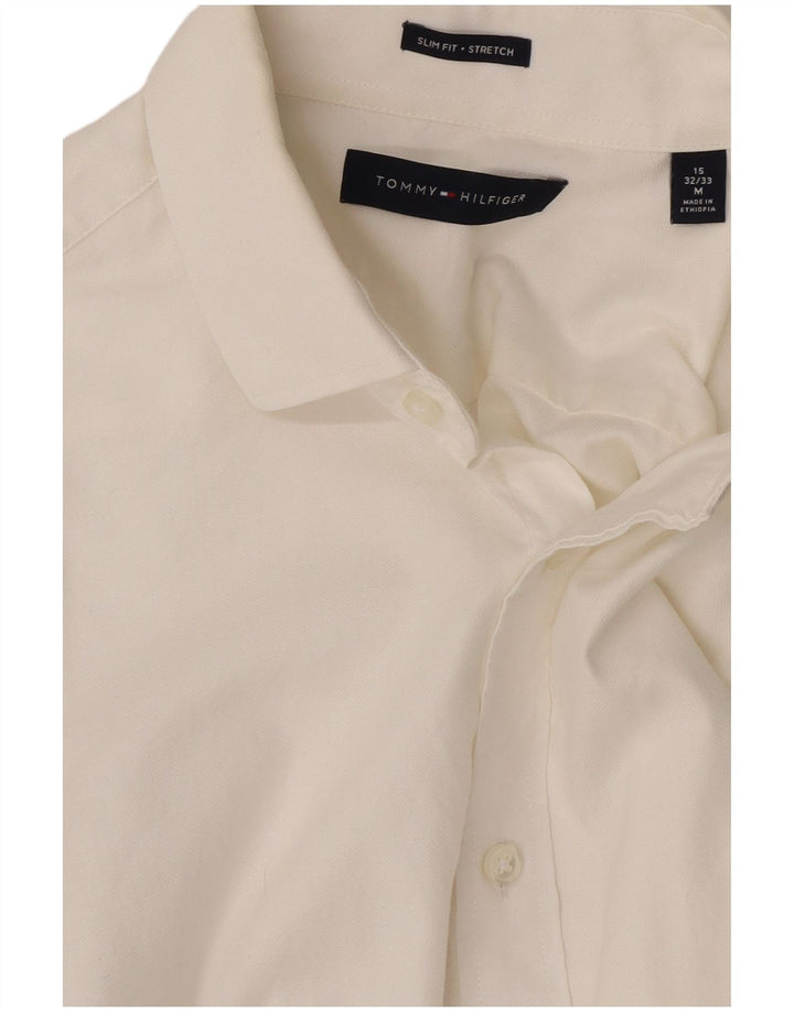 Tommy Hilfiger Camisa Slim Fit para hombre Talla 15 Algodón blanco mediano