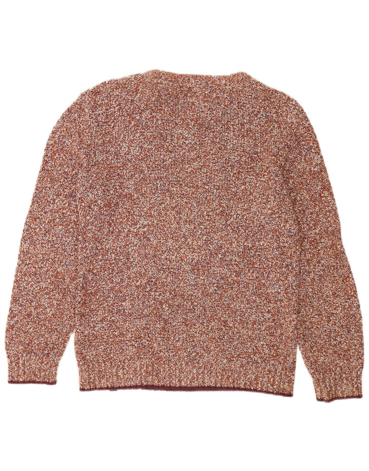 Jersey de hombre con cuello redondo de Fat Face de algodón moteado en marrón medio