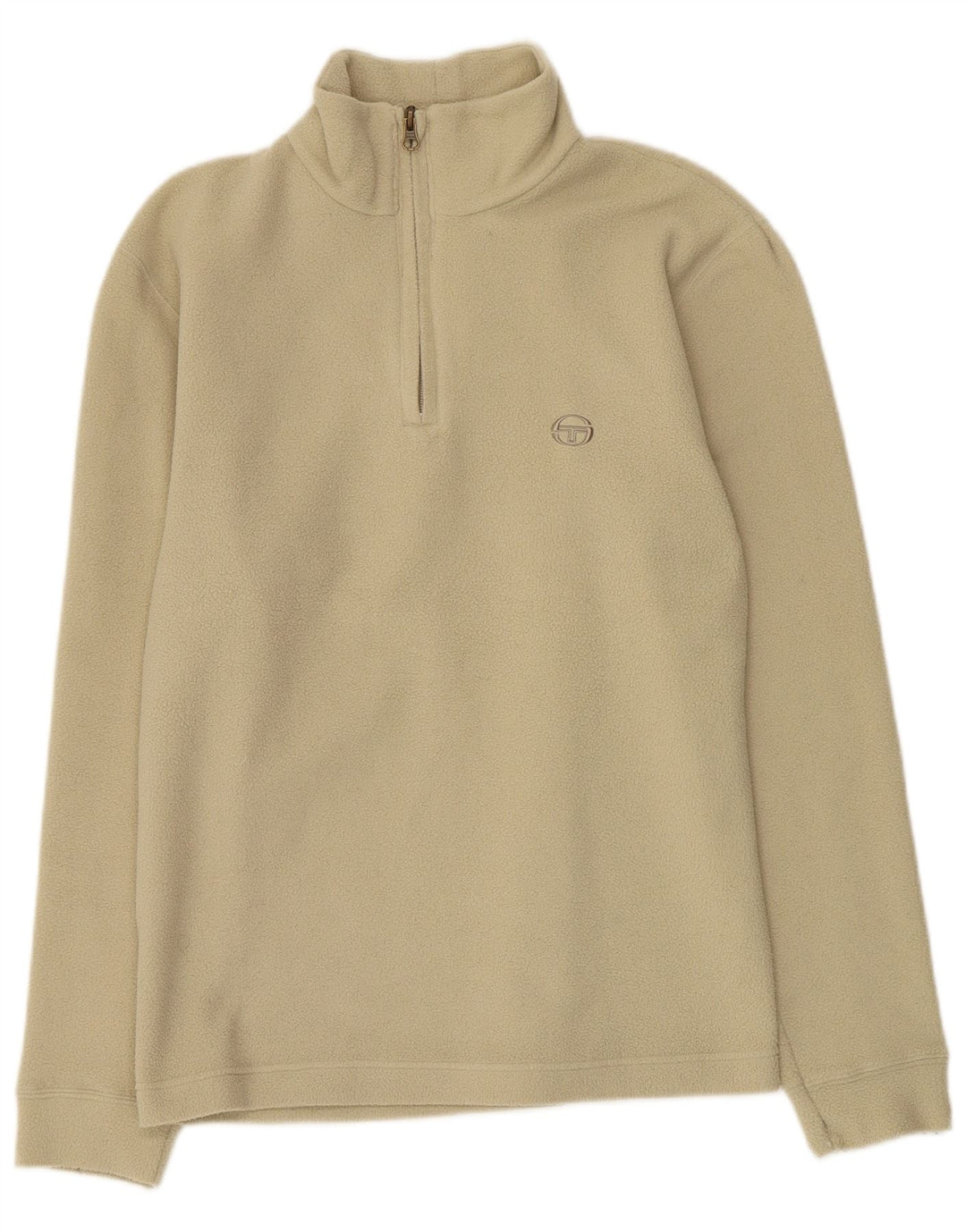 Vintage mujer zip cuello polar jumper medio verde