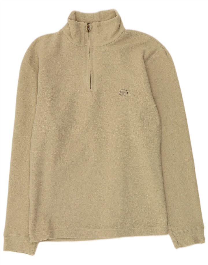 Vintage mujer zip cuello polar jumper medio verde