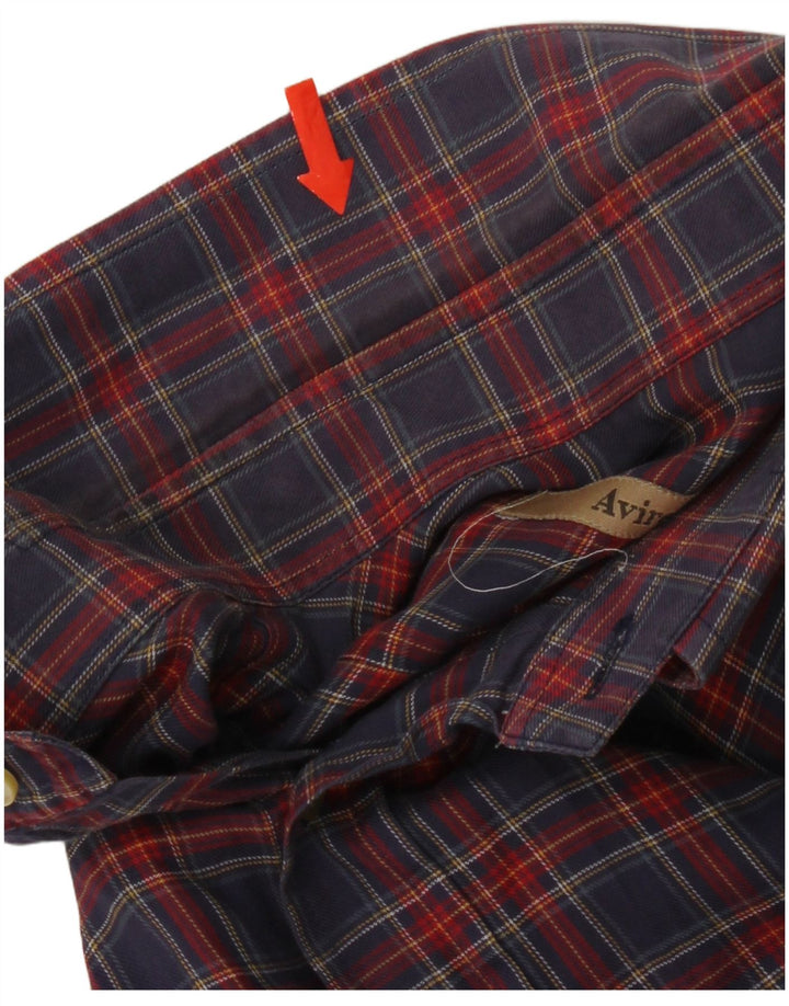 Avirex Camisa De Franela Mujer Grande Algodón A Cuadros Azul Marino