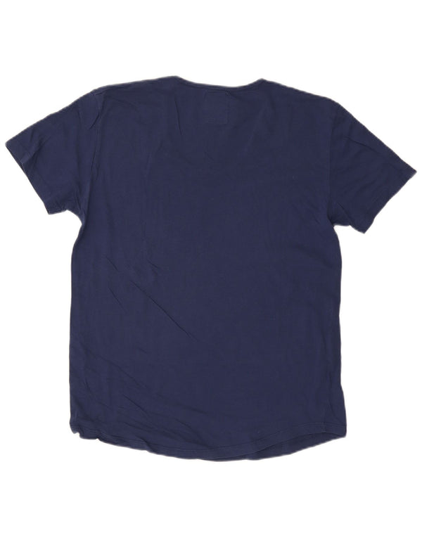 ZARA Mujer Camiseta Top UK 40 Large Azul Marino Algodón