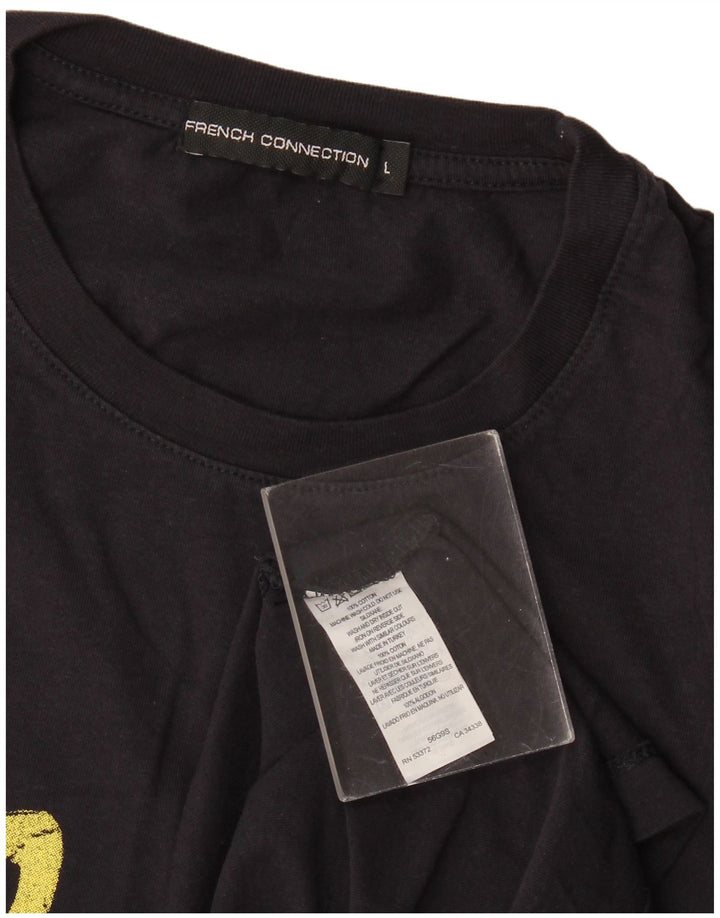 French Connection Camiseta gráfica para hombre Top grande de algodón negro