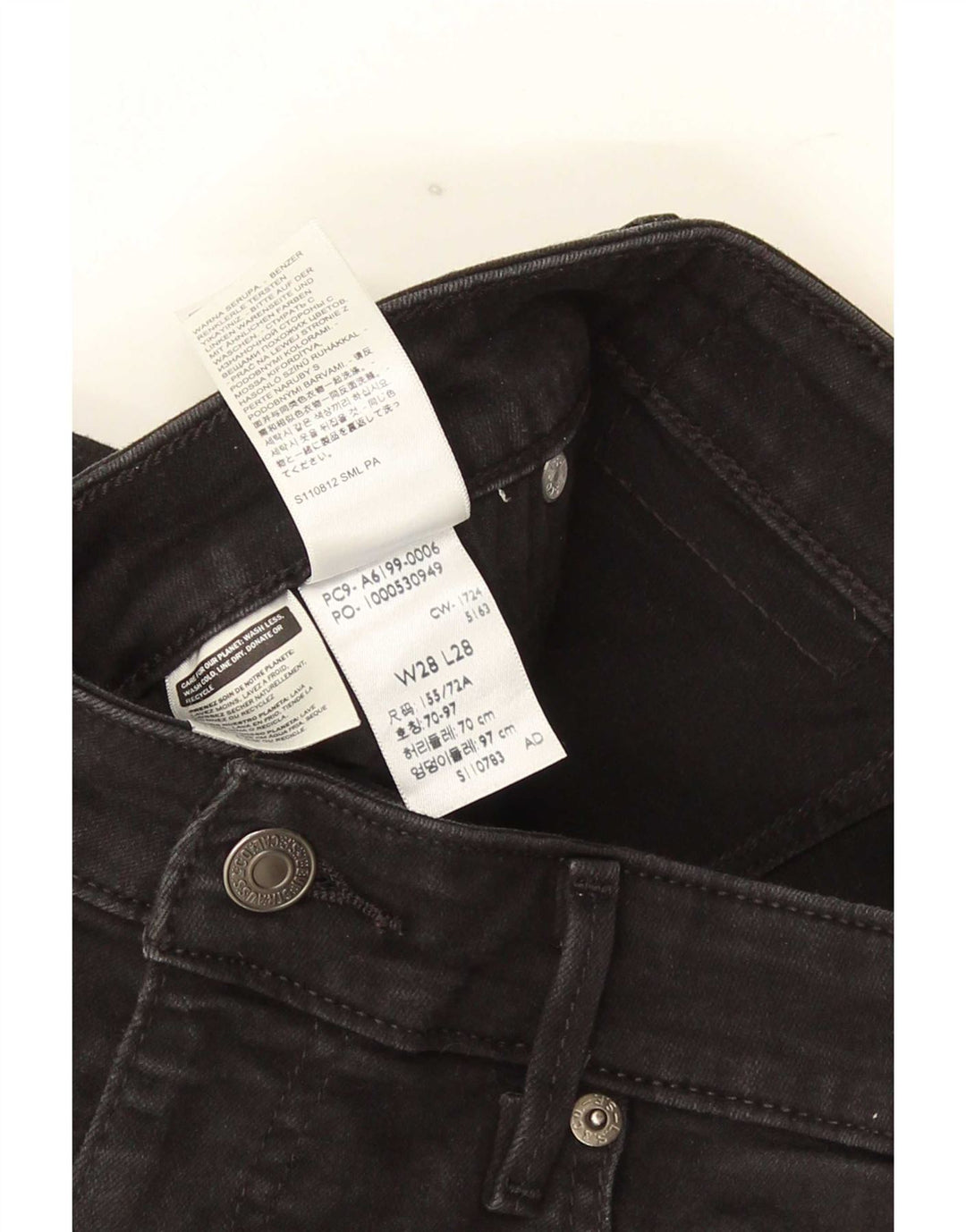 Vaqueros Levi's 712 Slim para mujer W28 L28 Algodón negro