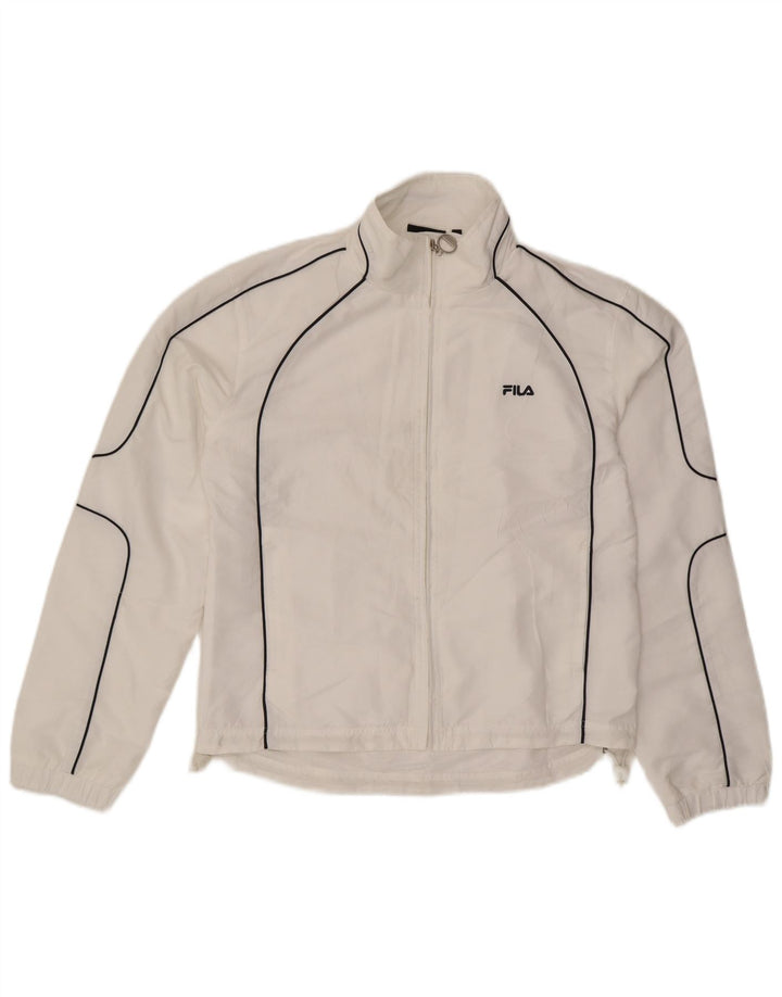 Fila Mujer Chándal Top Chaqueta UK 40 Grande Poliéster Blanco