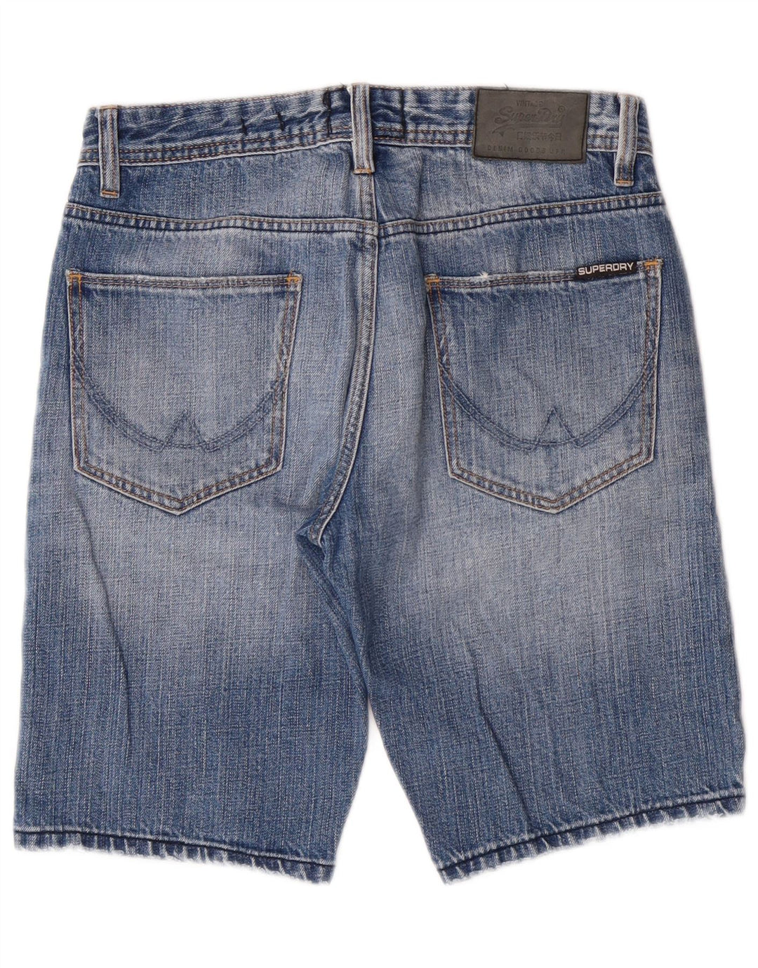 SUPERDRY Pantalones cortos de mezclilla ajustados y desgastados para hombre W28 Algodón azul medio
