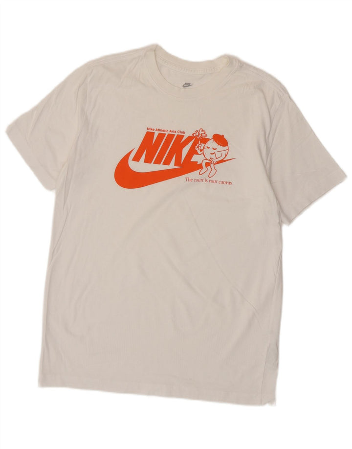 NIKE Camiseta gráfica para hombre Top mediano de algodón blanco roto