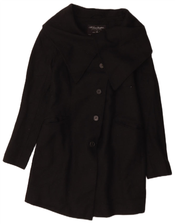 All Saints Abrigo para mujer UK 12 Mediano Lana negra