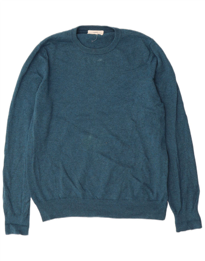 Marks & Spencer Jersey de cuello redondo para hombre de algodón azul medio