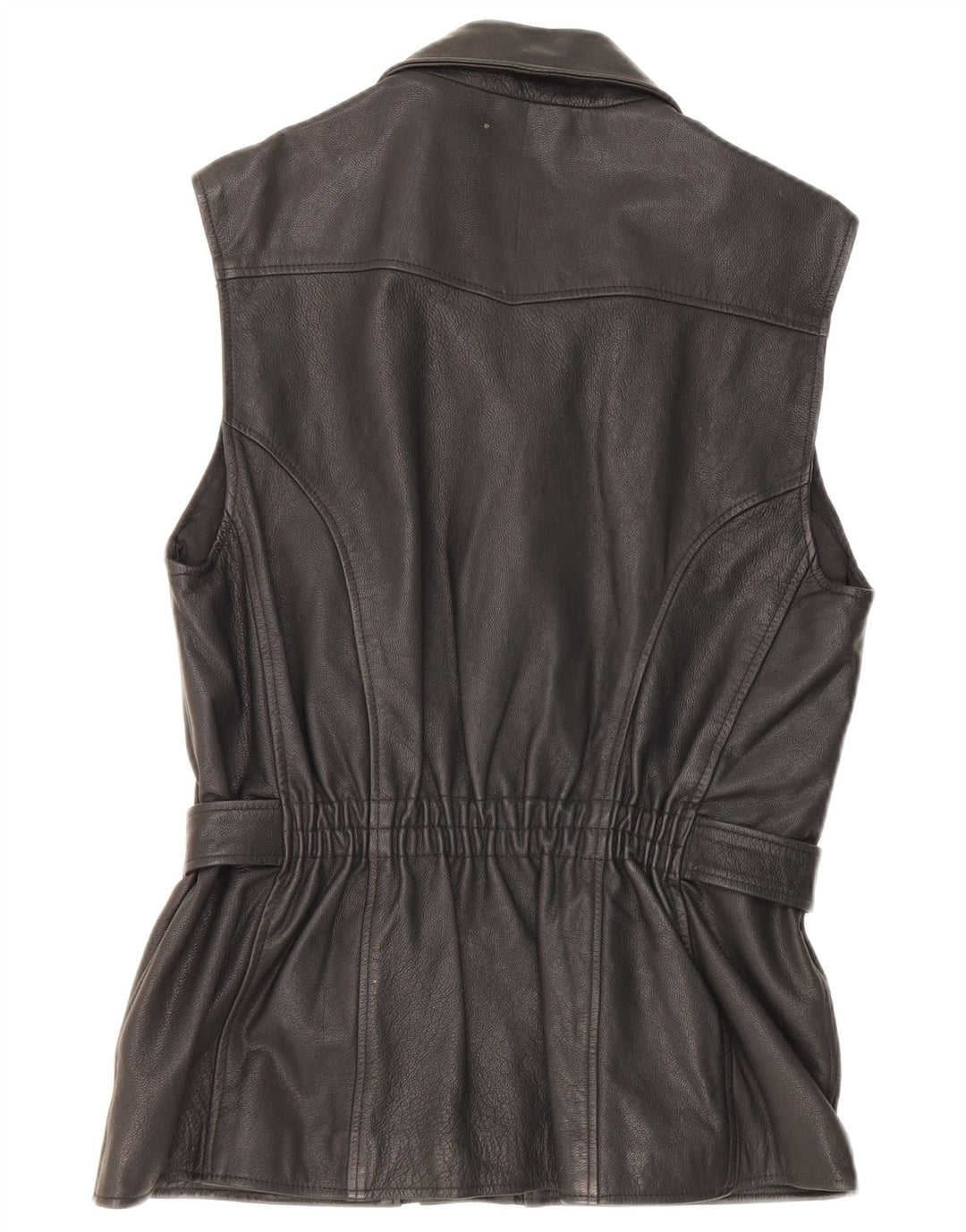 Vintage mujer cuero chaleco EU 38 medio negro