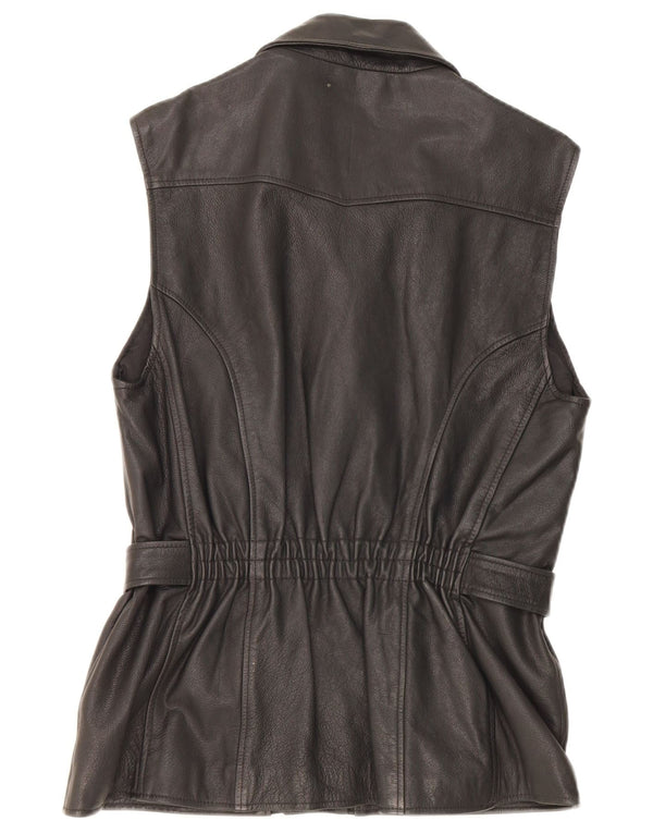 Vintage mujer cuero chaleco EU 38 medio negro