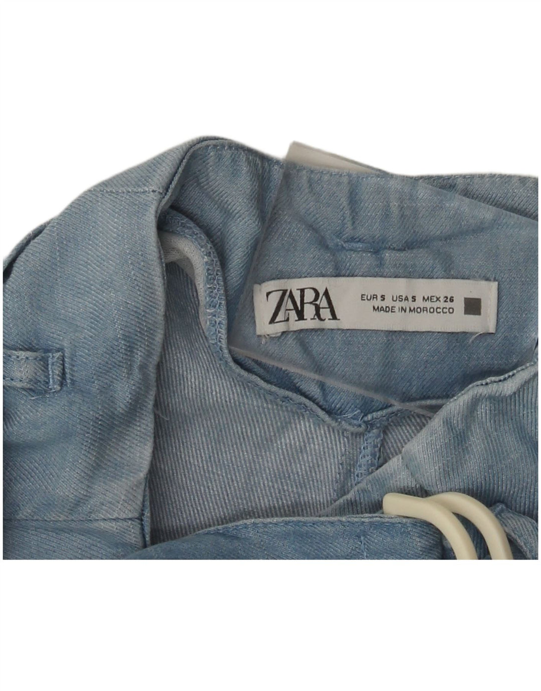 ZARA Mujer Pantalones Cargo Holgados De Cintura Alta Small W26 L26 Azul