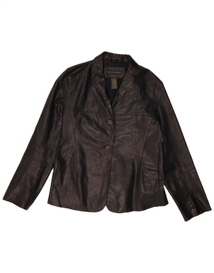 BANANA REPUBLIC Chaqueta Blazer de 2 Botones para Mujer US 6 Mediana de Cuero Negro