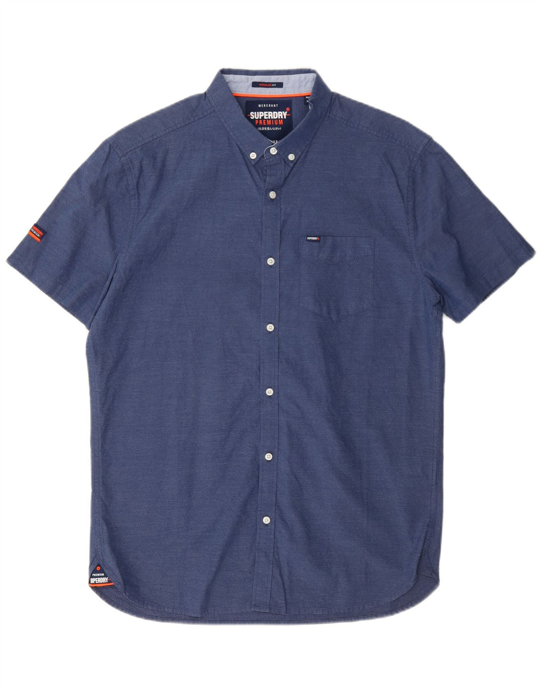 Camisa Superdry De Manga Corta Regular Fit De Algodón Azul Marino Mediano