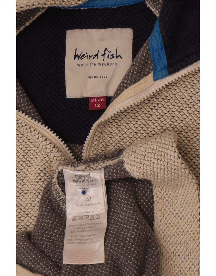 Weird Fish Sudadera con cuello y cremallera para mujer, talla 40, algodón gris medio