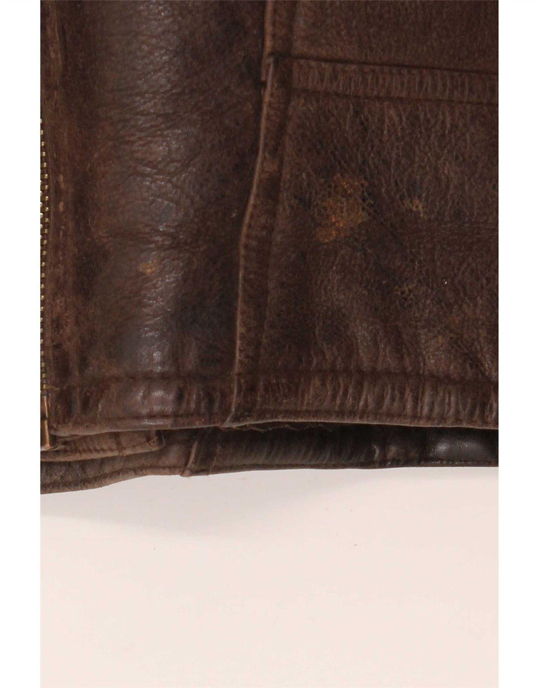 Vintage hombres Sherpa chaqueta de cuero Reino Unido 40 marrón grande