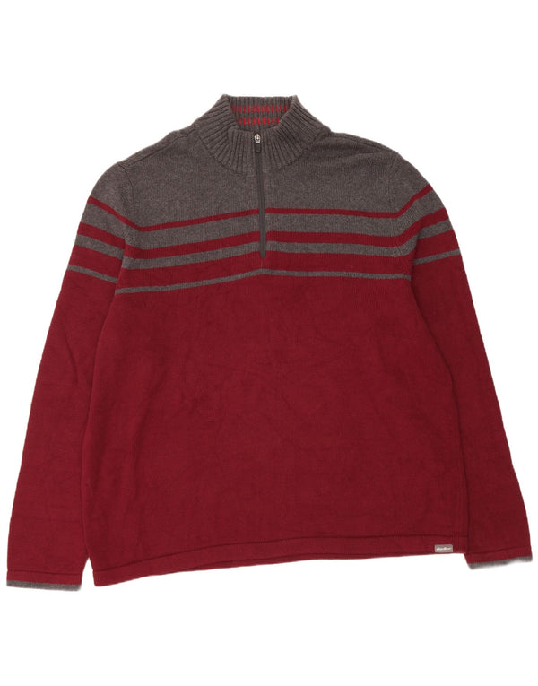 Eddie Bauer Jersey De Cuello Con Cremallera Para Hombre XL Algodón Rojo Color Block