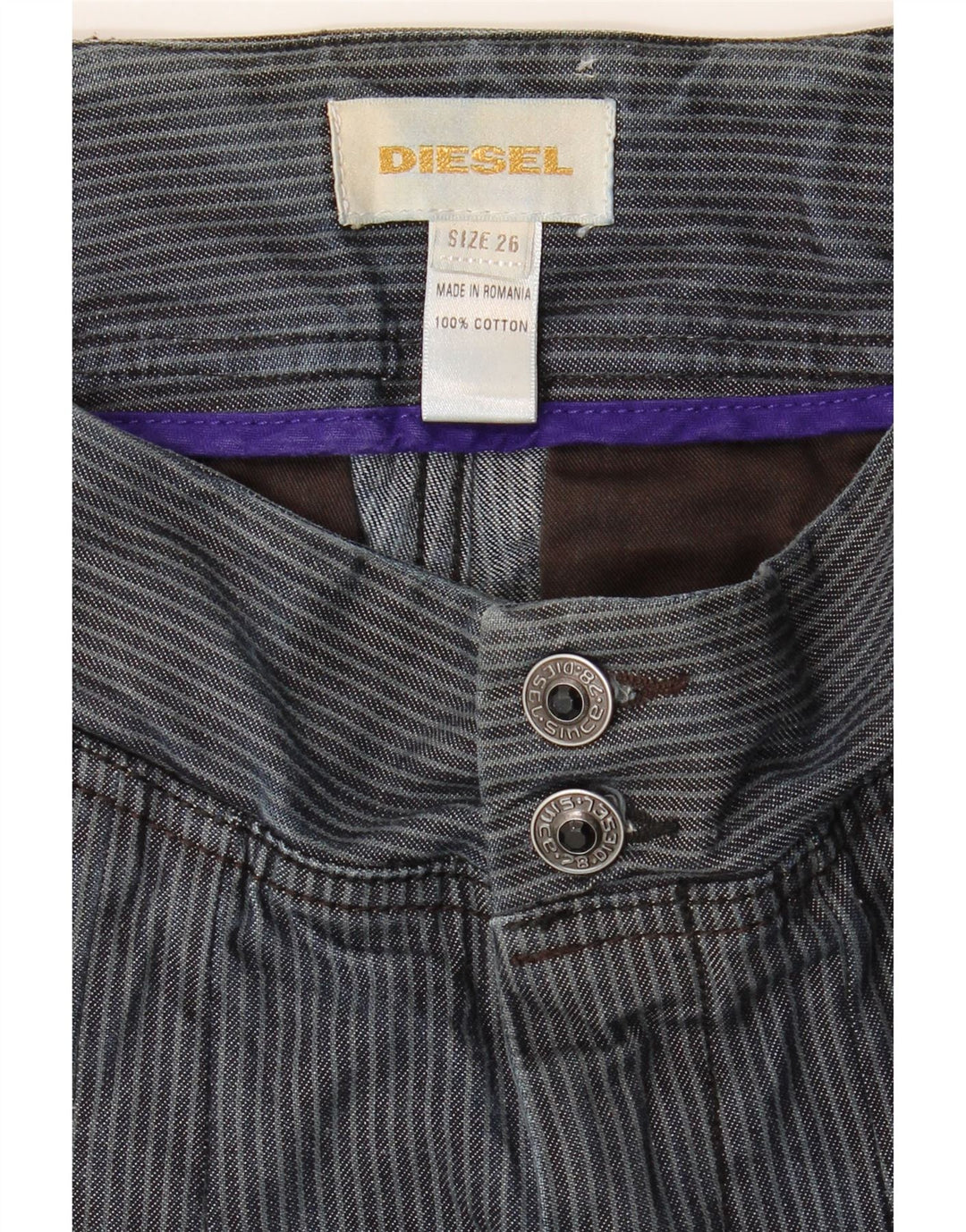 Pantalones Cortos Diesel Mujer W26 Pequeño Algodón A Rayas Azul