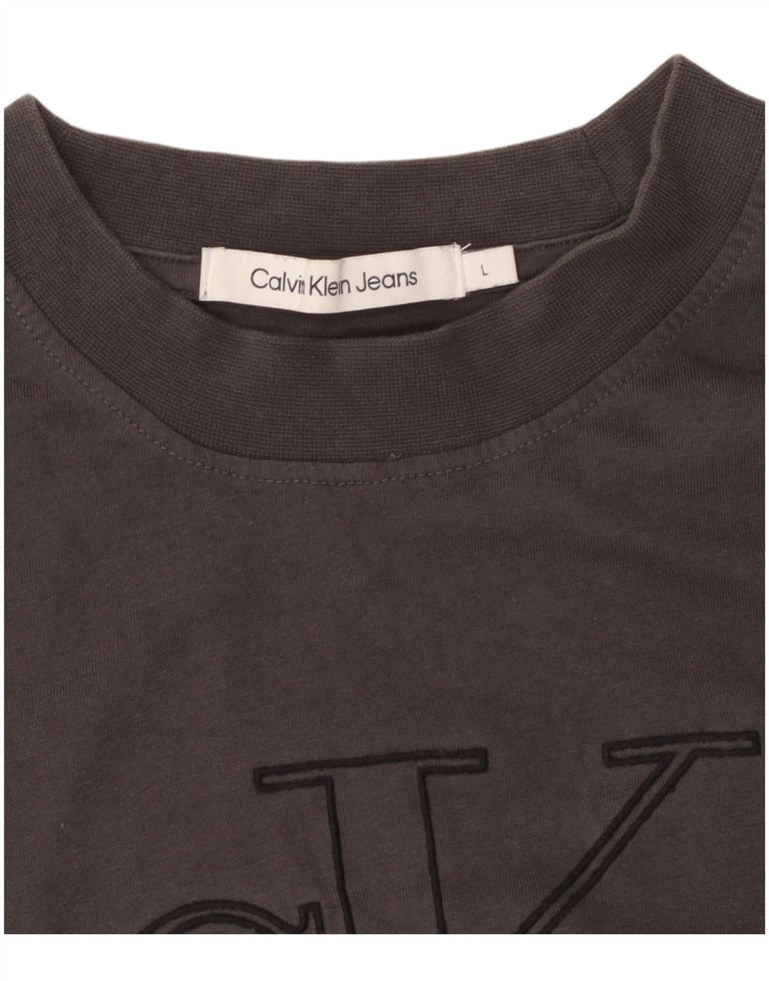 CALVIN KLEIN JEANS Camiseta gráfica para mujer Top UK 40 Grande Gris