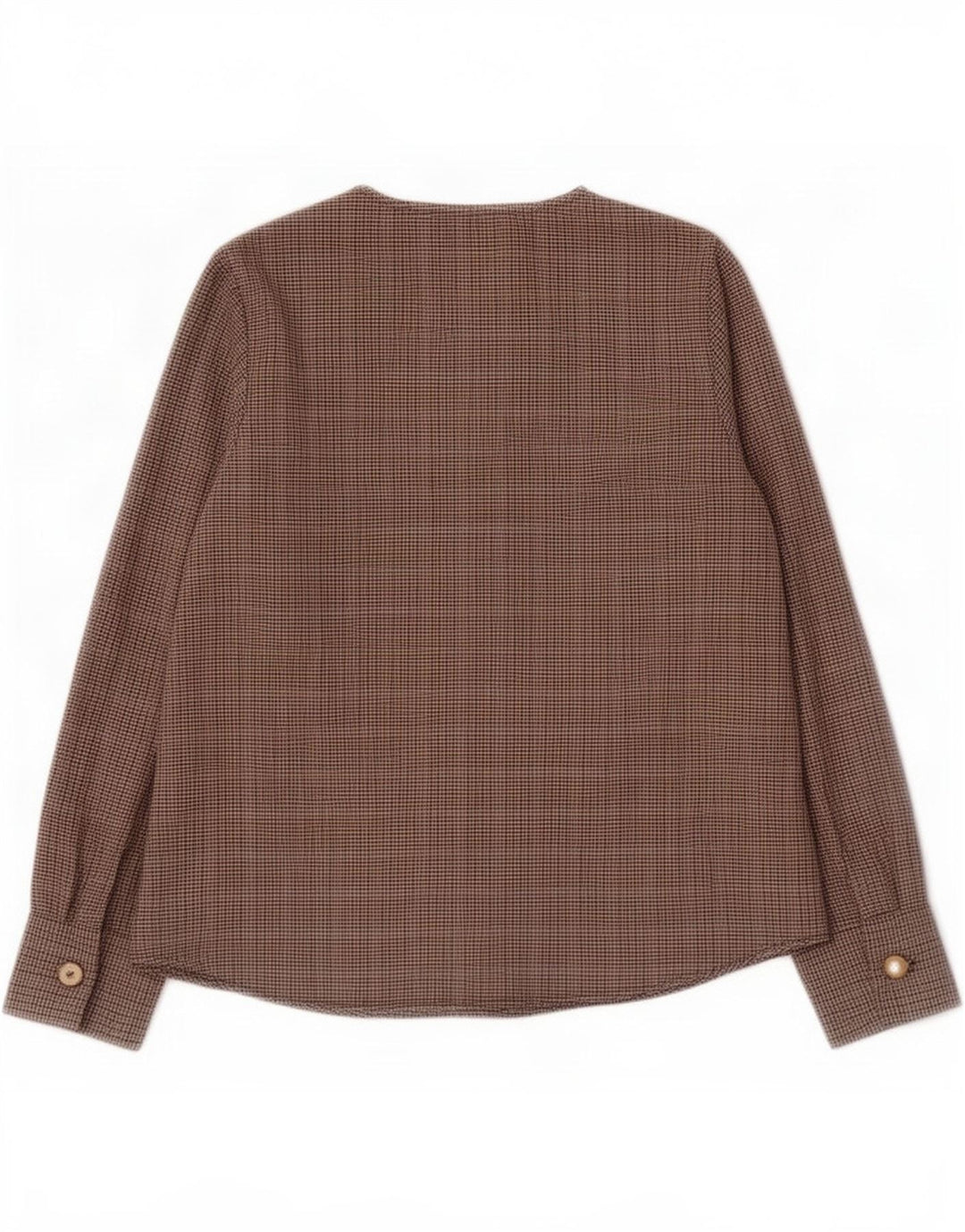 Zara Mujer Blusa De Manga Larga Top UK 10 Small Marrón Espiga Poliéster