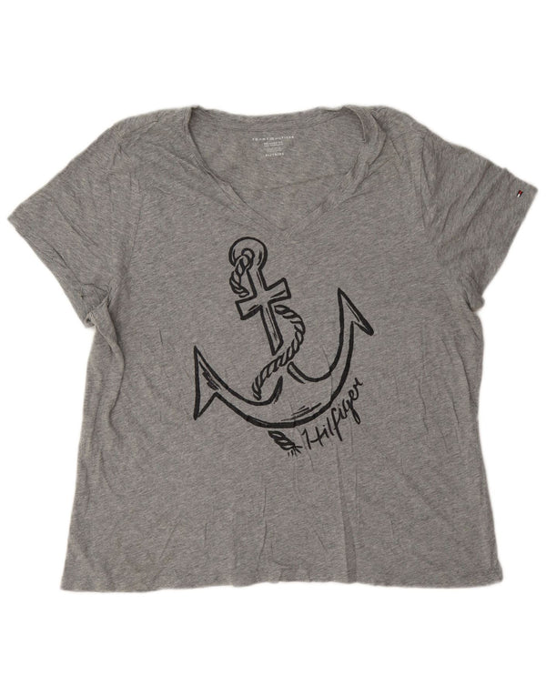 Tommy Hilfiger Camiseta con gráfico de ajuste relajado para mujer UK 40 XL Gris moteado
