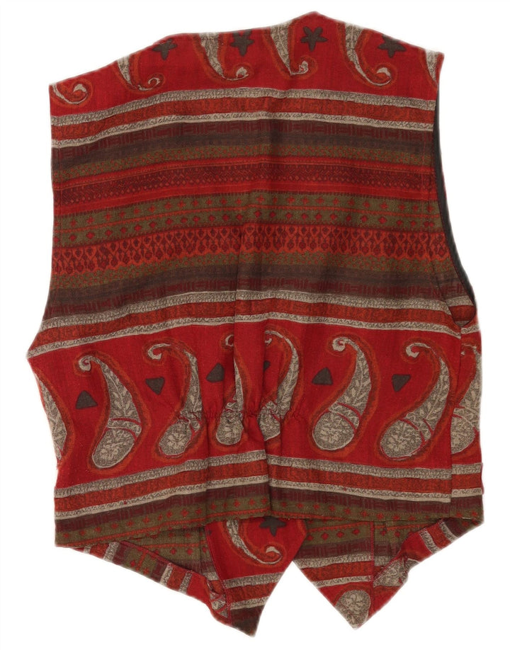 Chaleco Vintage Mujer IT 44 Poliéster Paisley Burdeos Medio